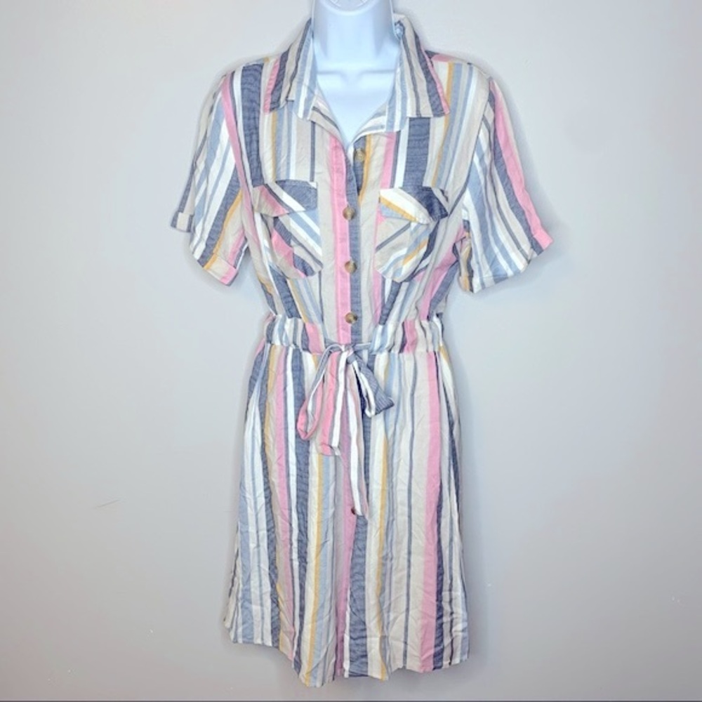 Style Envy Striped Button Down Dress Size M‎